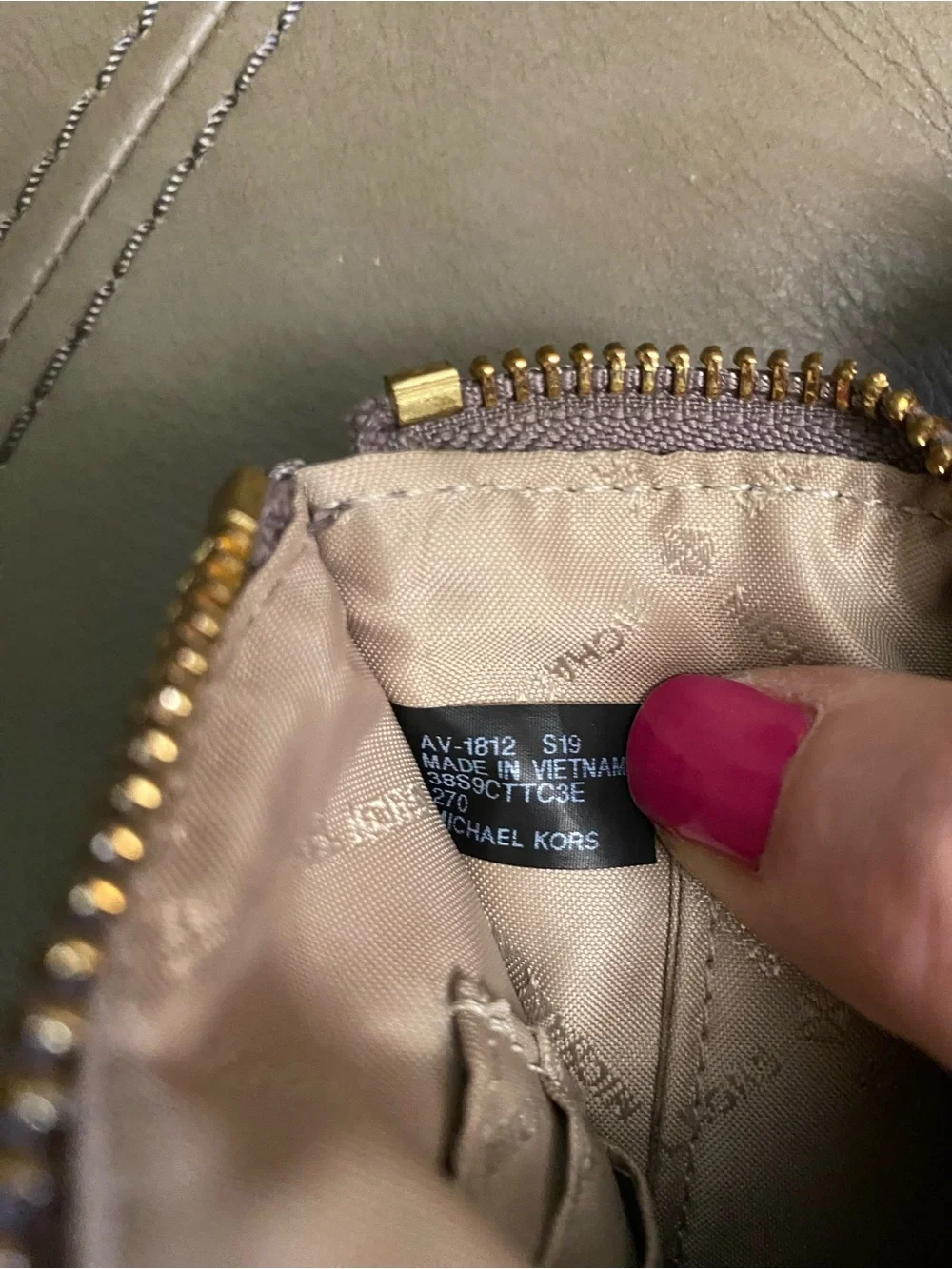 Michael Kors Large Snake Print Leather Wristlet Clutch - Taupe & Brown